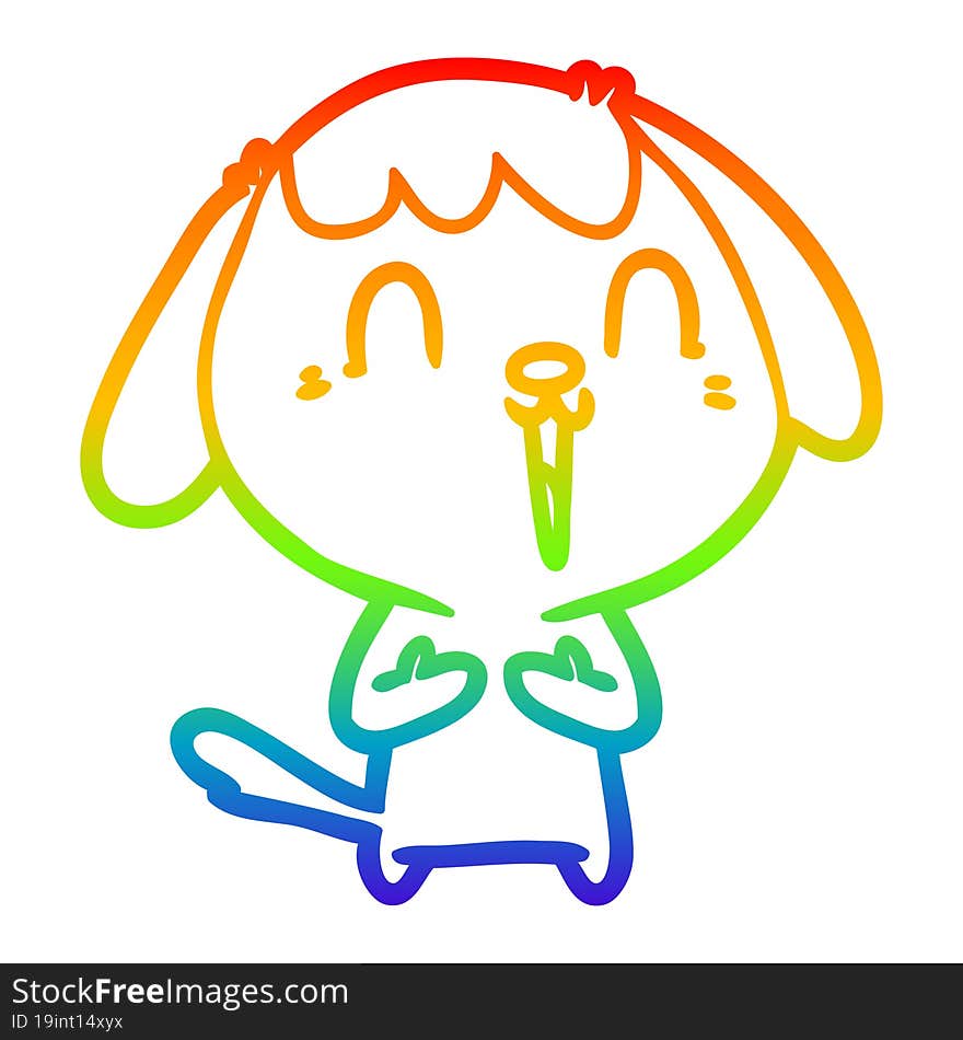 rainbow gradient line drawing of a cute cartoon dog