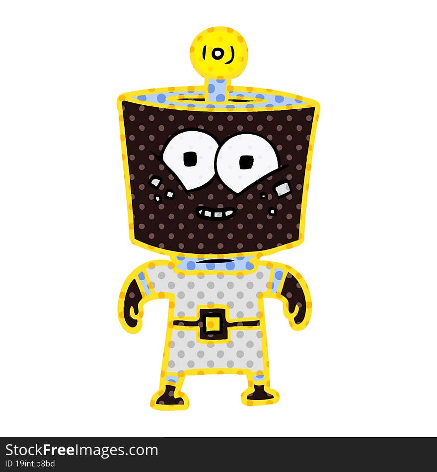 happy energized cartoon robot. happy energized cartoon robot