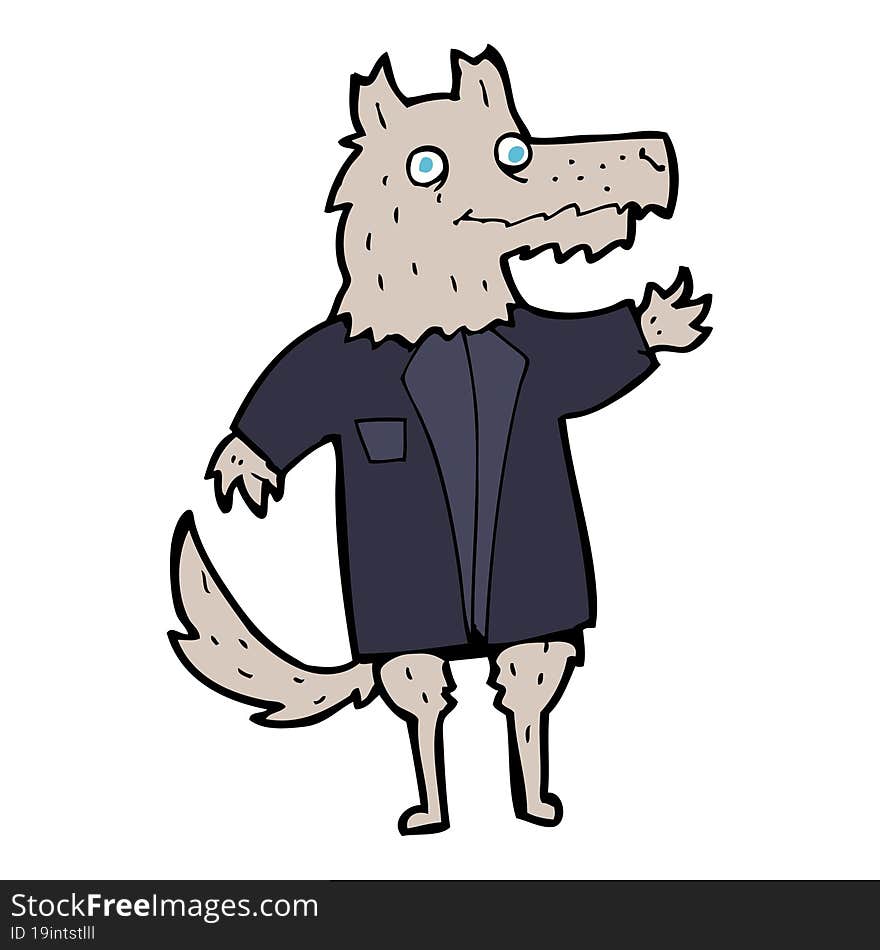 cartoon wolf businessman