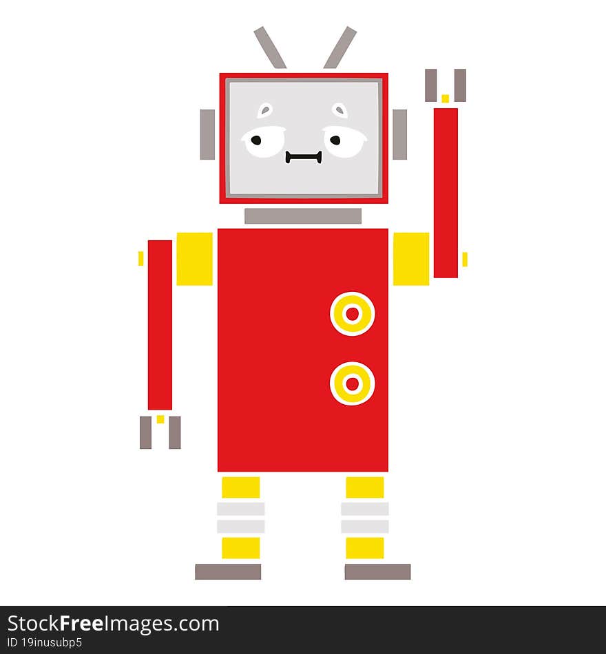 flat color retro cartoon of a robot