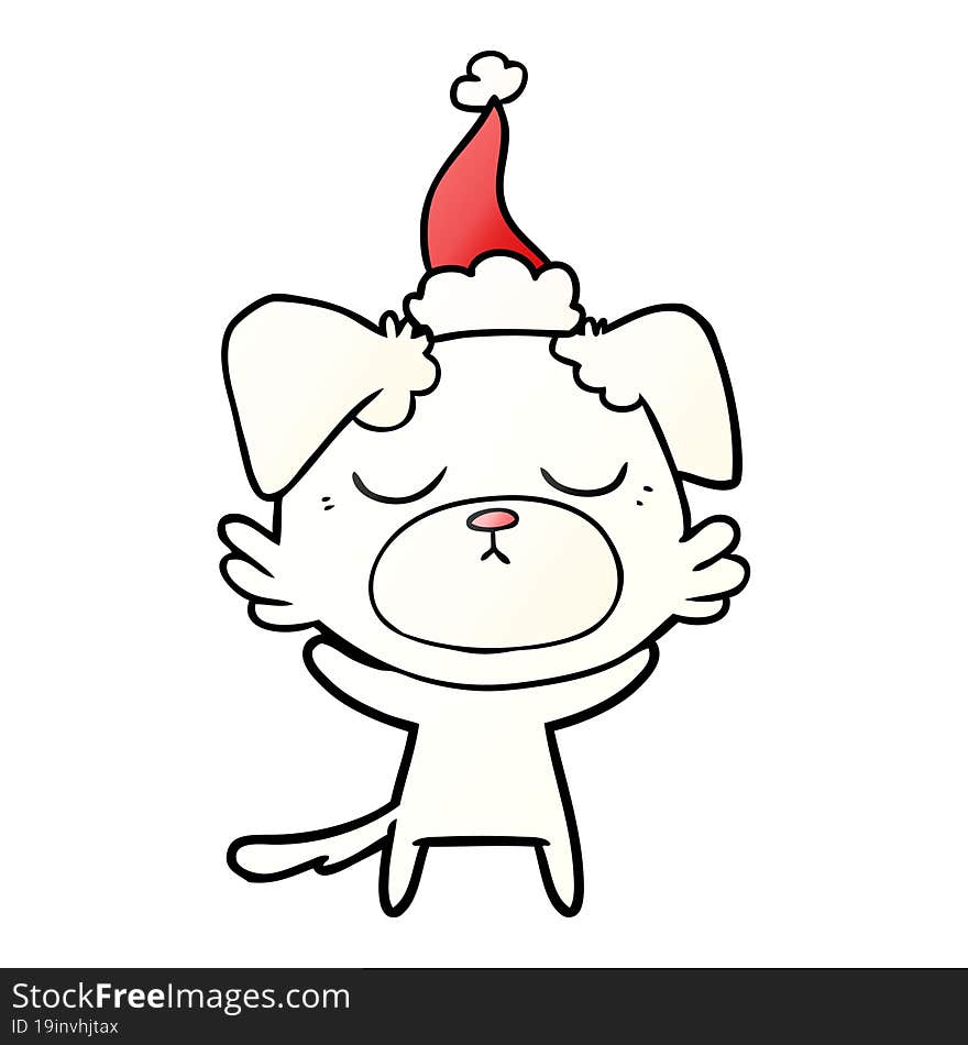 cute hand drawn gradient cartoon of a dog wearing santa hat. cute hand drawn gradient cartoon of a dog wearing santa hat