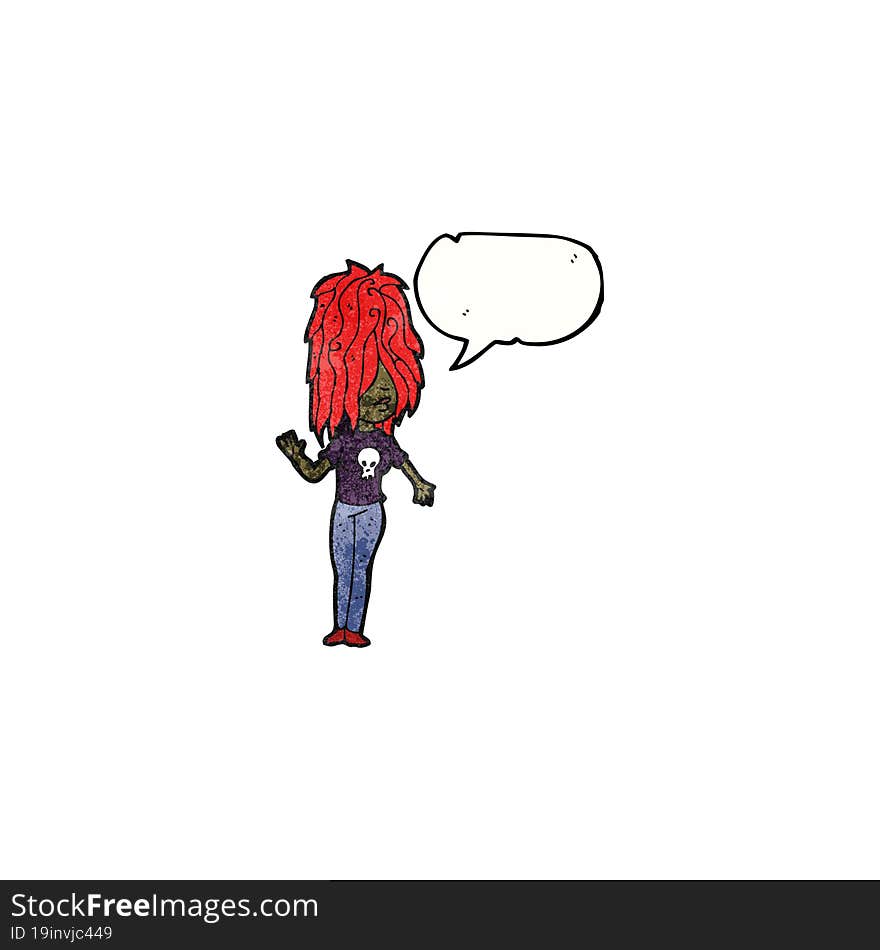 Cartoon Punk Girl With Speech Bubble