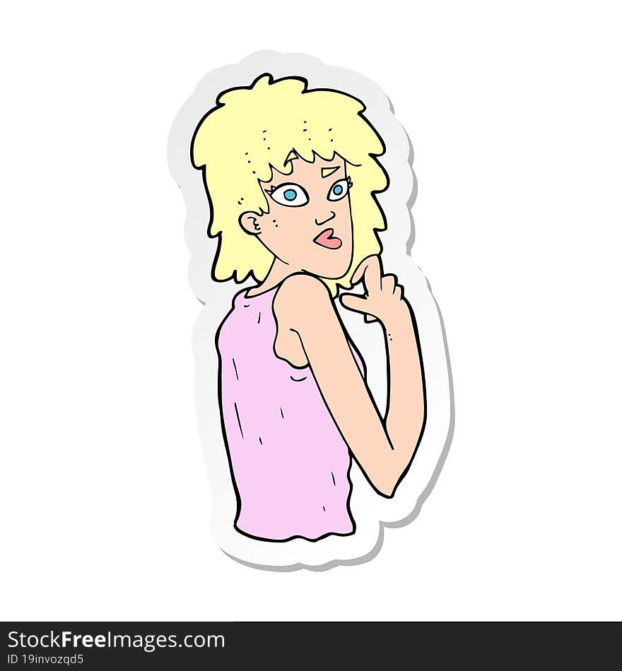 sticker of a cartoon surprised woman