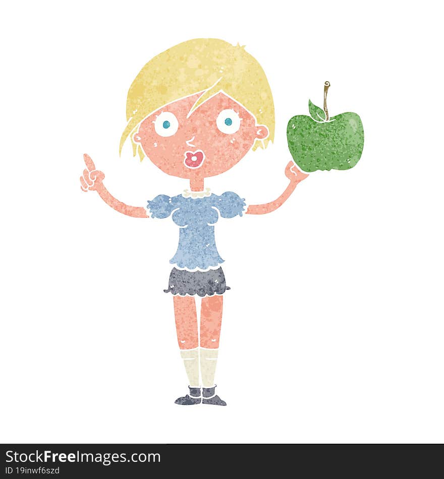 cartoon woman talking about health food