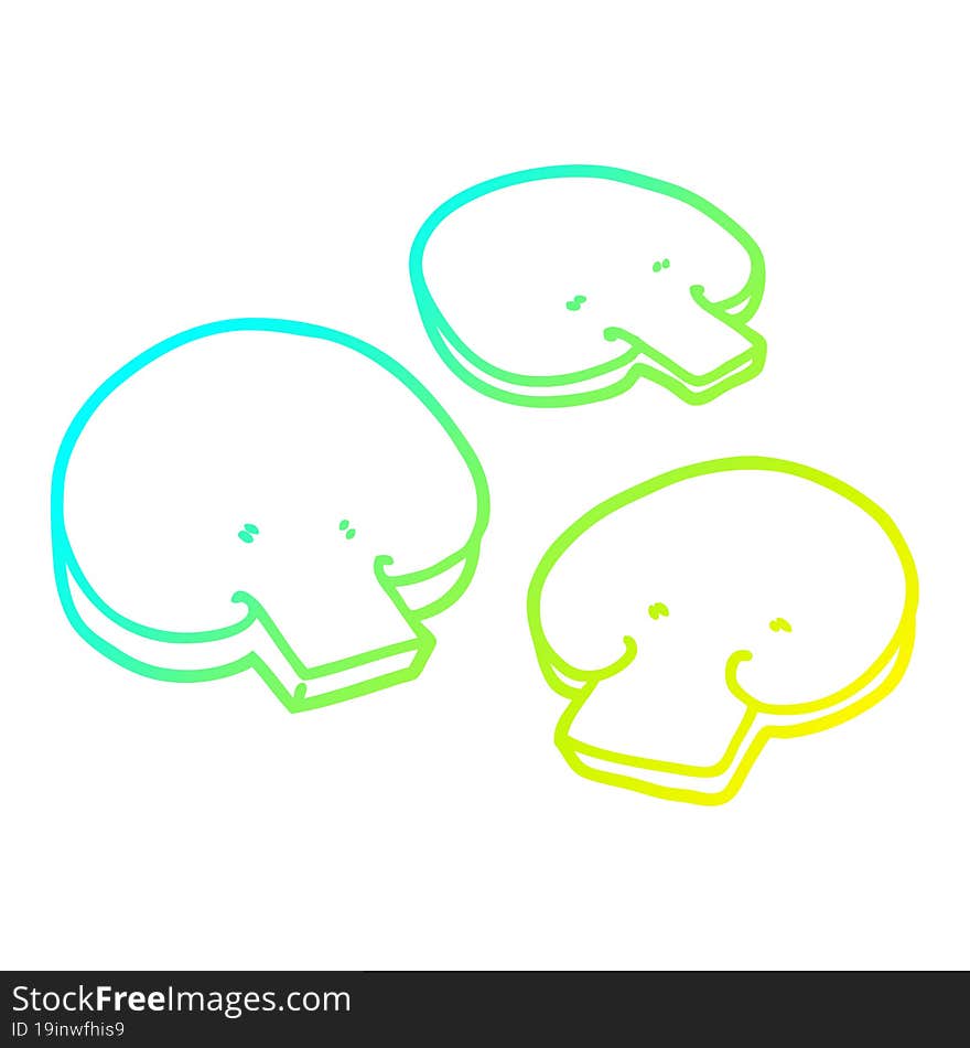 cold gradient line drawing cartoon mushrooms