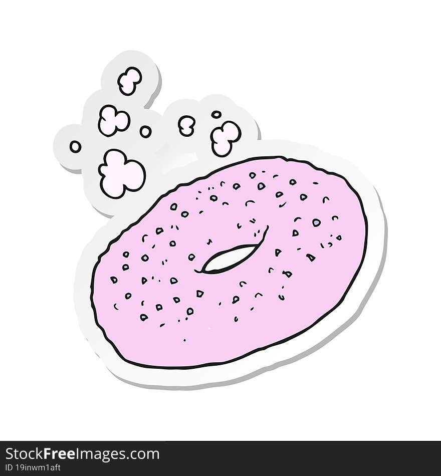 sticker of a cartoon bagel