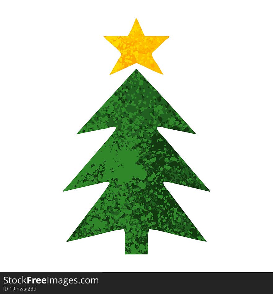 retro illustration style cartoon christmas tree