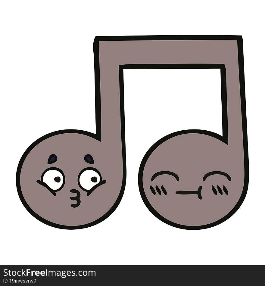 cute cartoon of a musical note. cute cartoon of a musical note