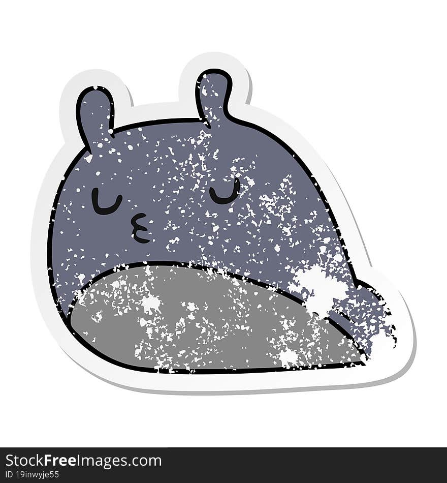 Distressed Sticker Cartoon Kawaii Fat Cute Slug