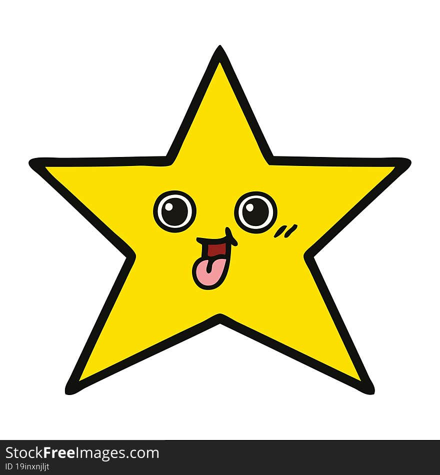 cute cartoon of a gold star. cute cartoon of a gold star