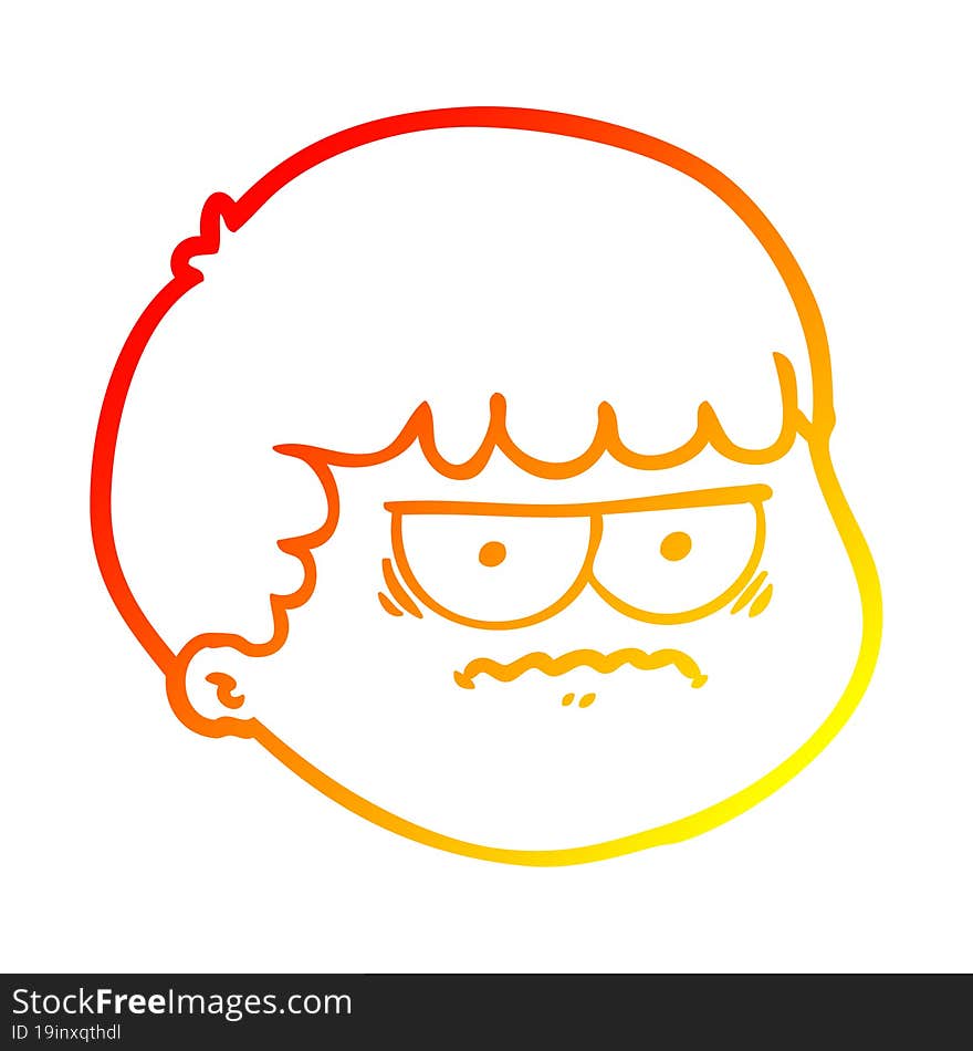 Warm Gradient Line Drawing Cartoon Male Face