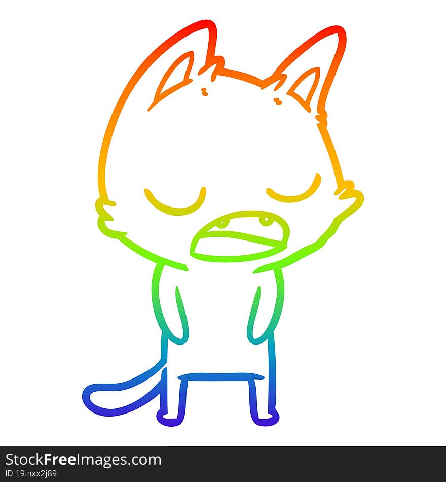 rainbow gradient line drawing talking cat cartoon