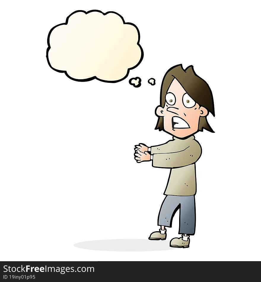 cartoon shocked man with thought bubble