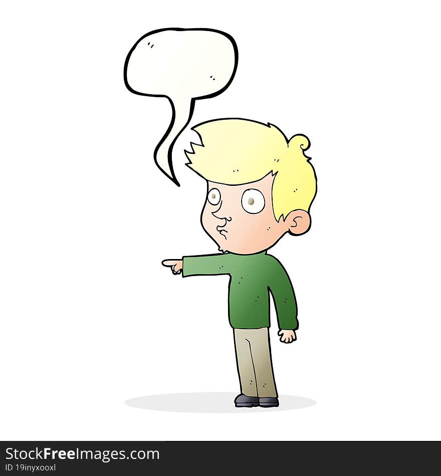 Cartoon Pointing Boy With Speech Bubble