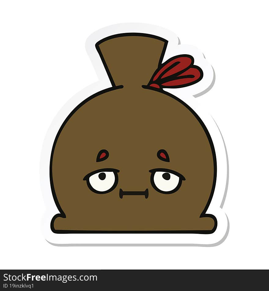 sticker of a cute cartoon sack