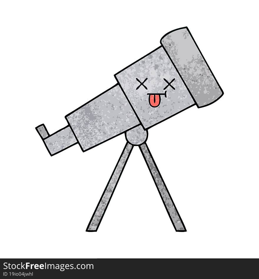 retro grunge texture cartoon telescope