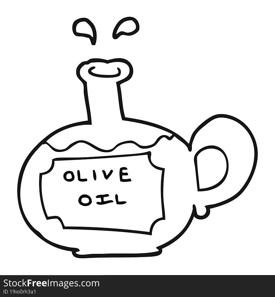 Black And White Cartoon Olive Oil