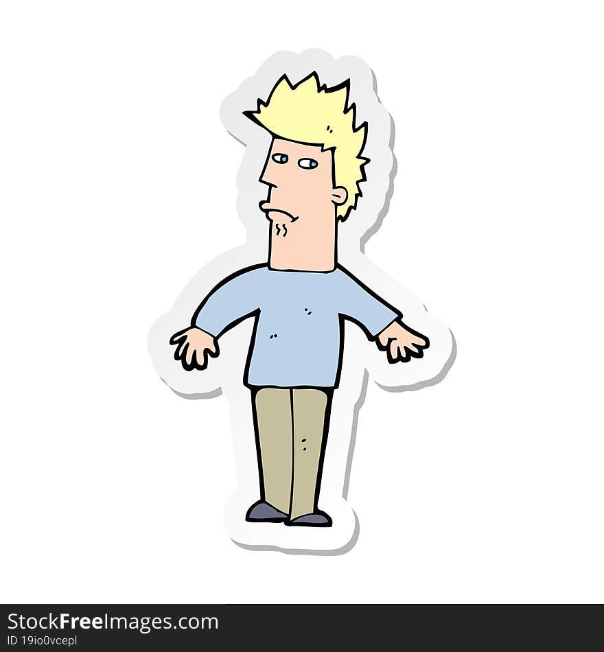 sticker of a cartoon worried man