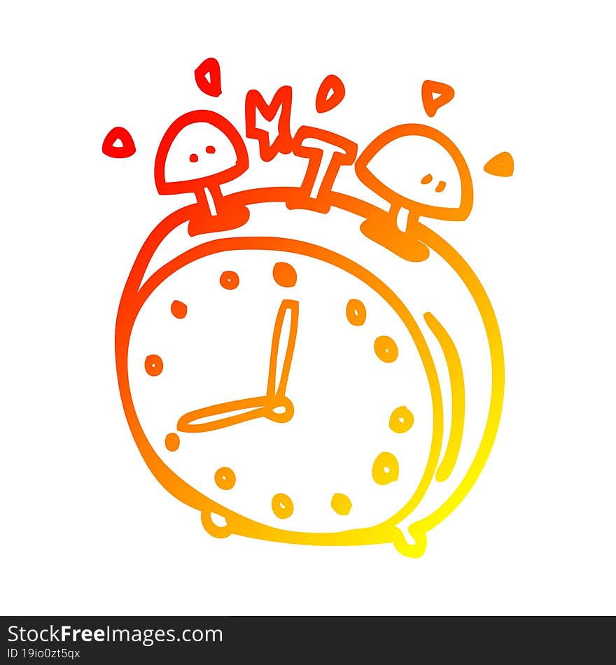 warm gradient line drawing cartoon alarm clock