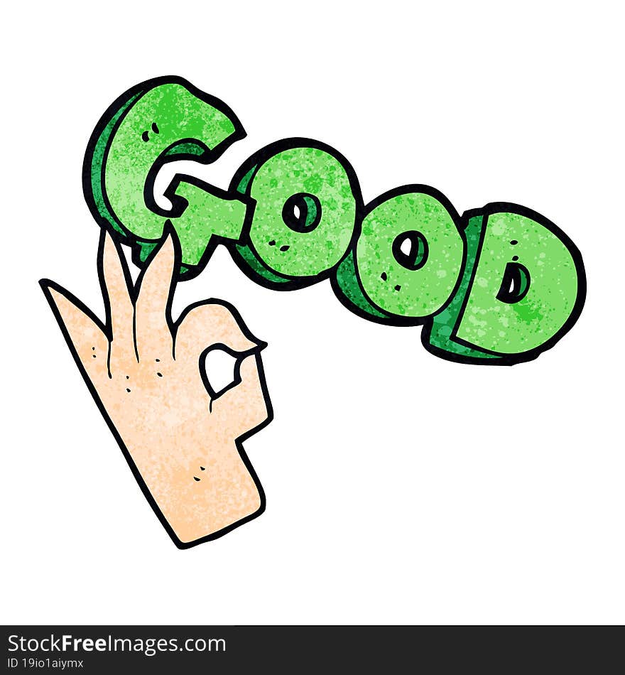 cartoon good symbol with hand. cartoon good symbol with hand