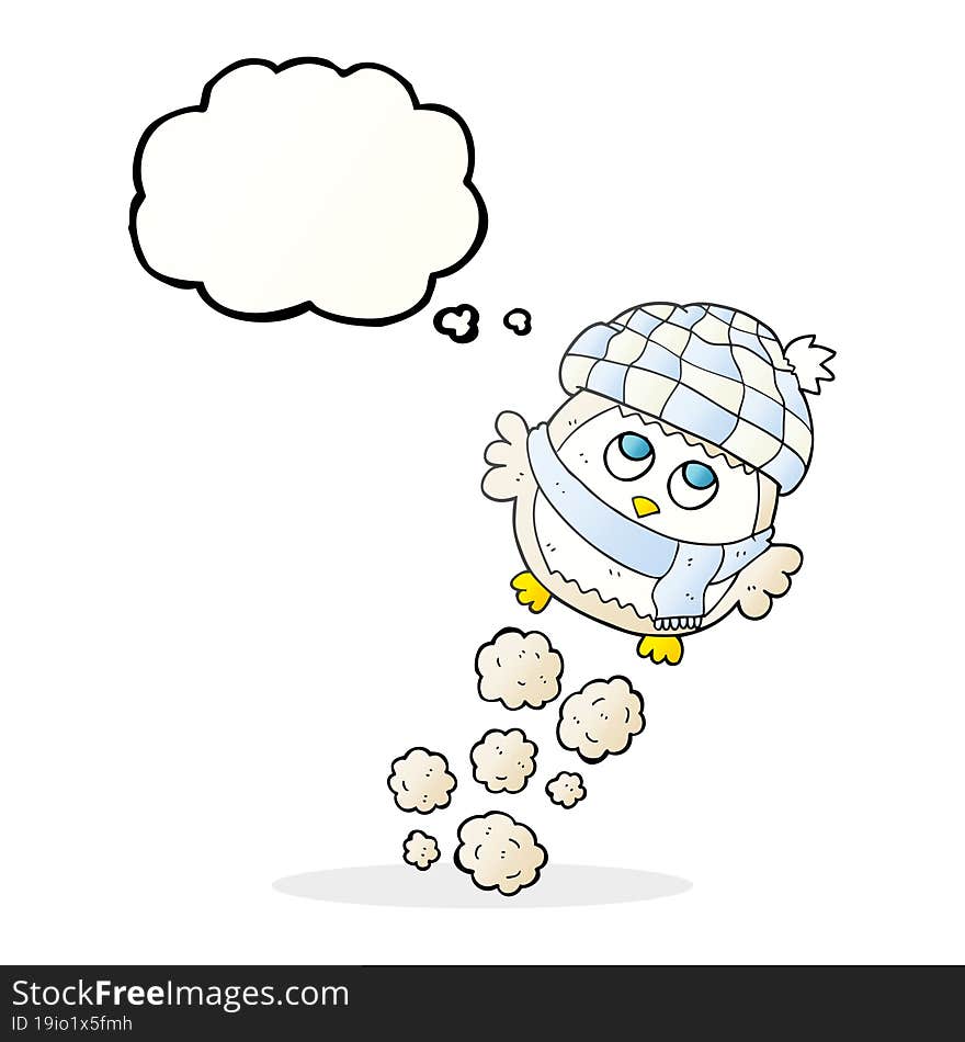 thought bubble cartoon cute little owl flying