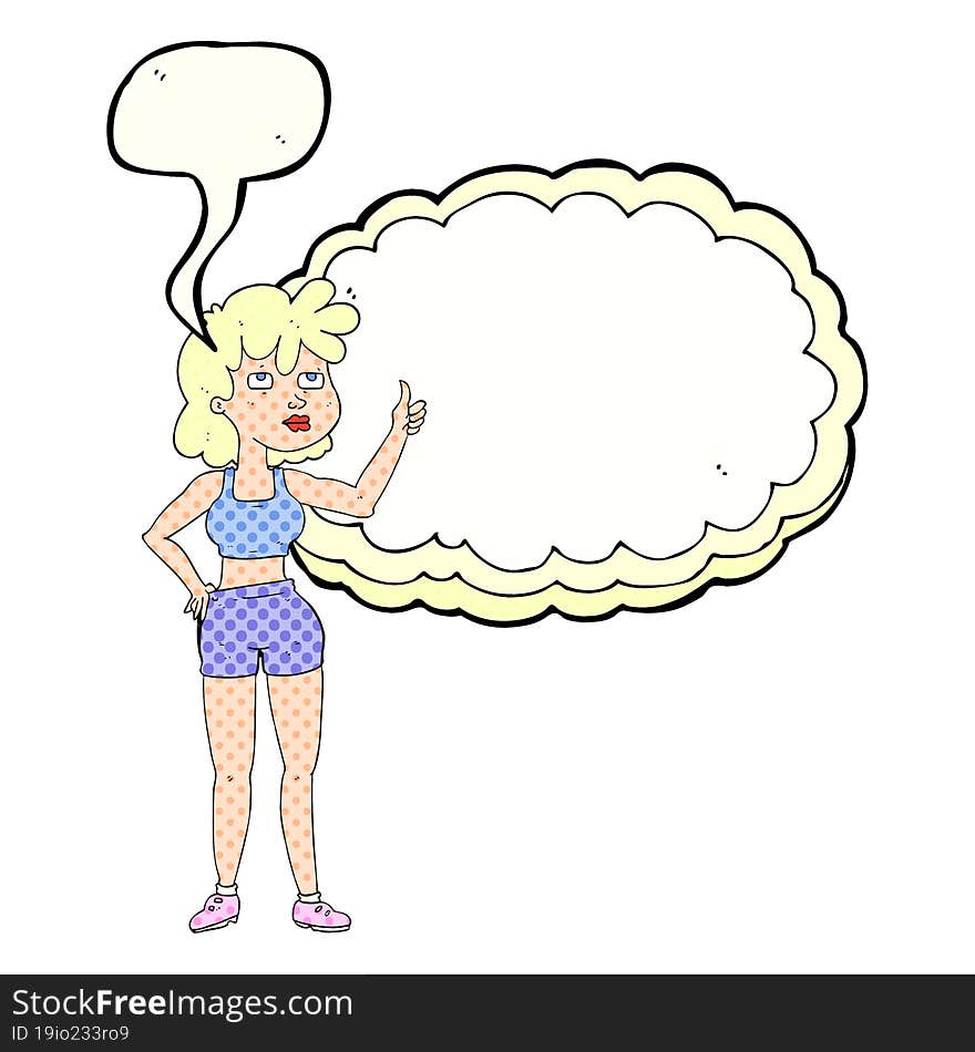 comic book speech bubble cartoon gym woman