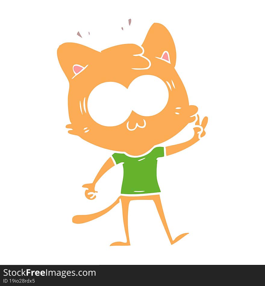 Flat Color Style Cartoon Surprised Cat