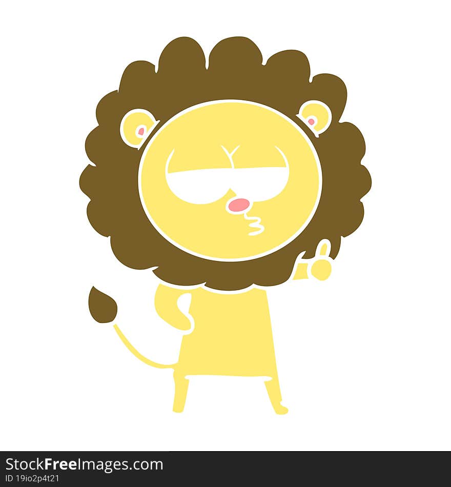 flat color style cartoon bored lion