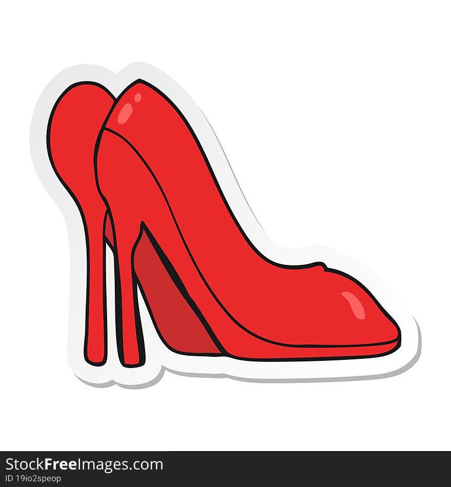 Sticker Of A Cartoon High Heel Shoes