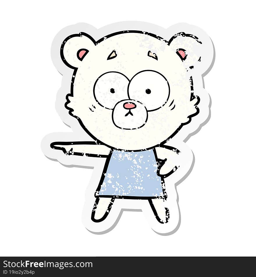 distressed sticker of a nervous polar bear cartoon