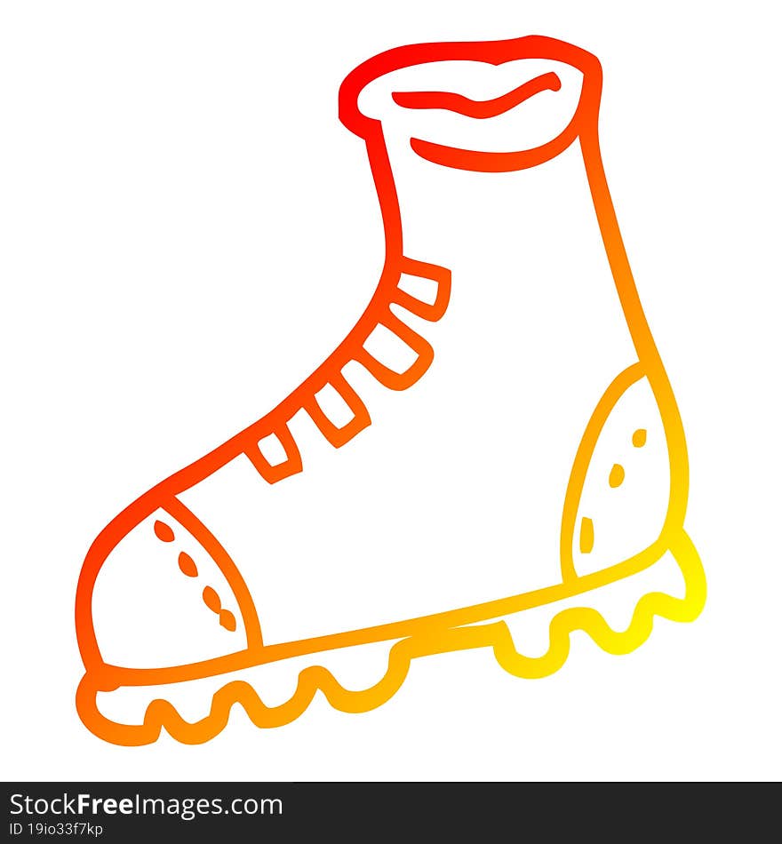 warm gradient line drawing cartoon walking boot