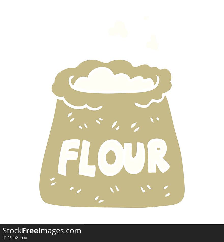 flat color illustration cartoon bag of flour