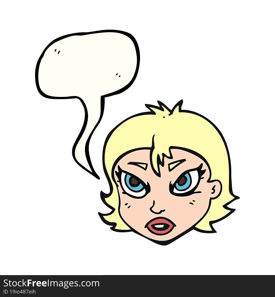 Speech Bubble Cartoon Angry Female Face