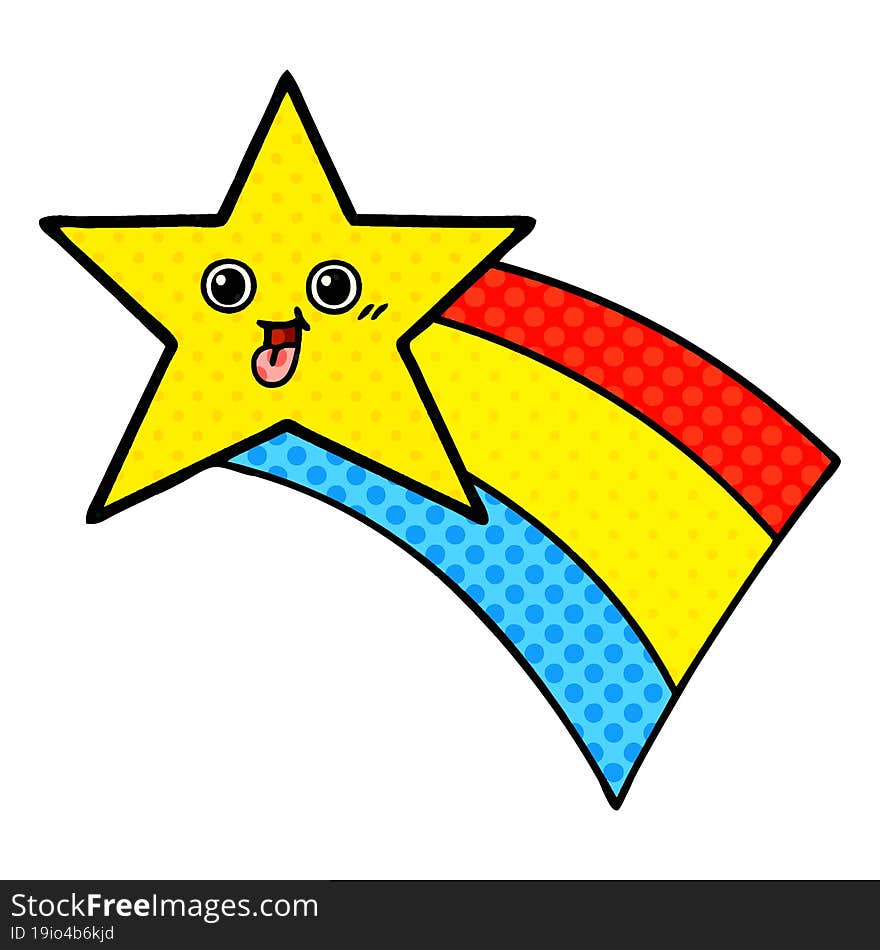 comic book style cartoon shooting rainbow star