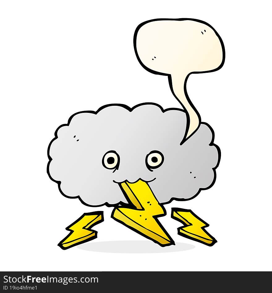 cartoon thundercloud with speech bubble