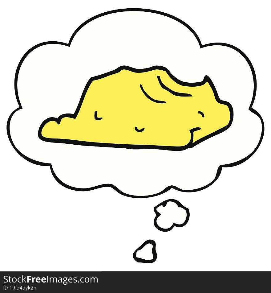 cartoon butter with thought bubble. cartoon butter with thought bubble