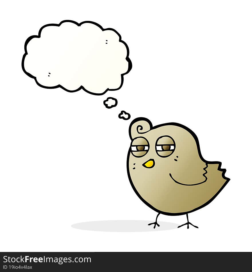 funny cartoon bird with thought bubble