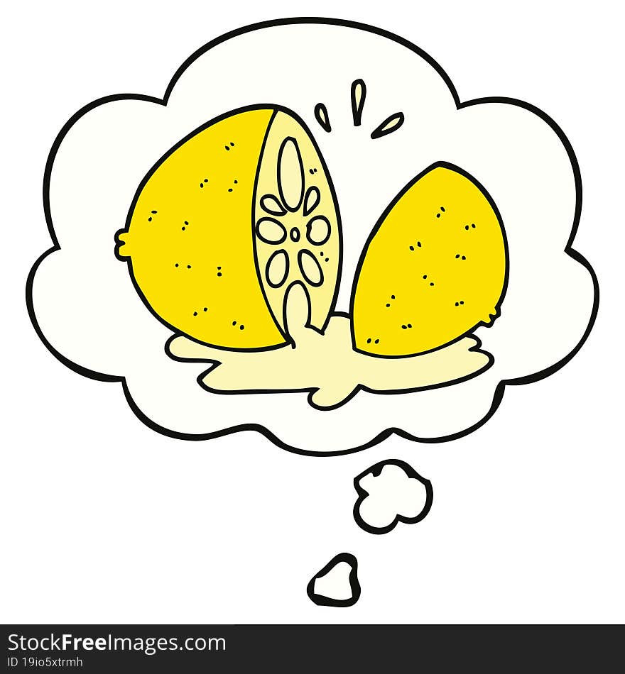 cartoon cut lemon and thought bubble