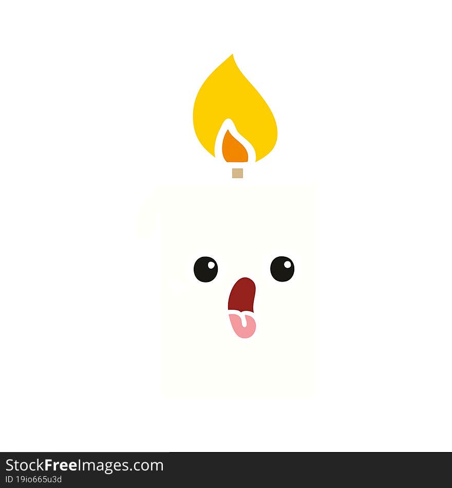 flat color retro cartoon of a lit candle