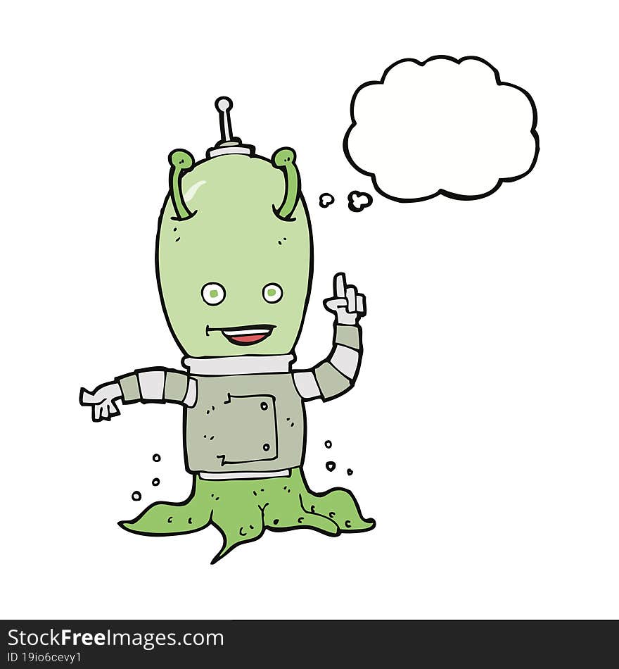 Cartoon Alien Spaceman With Thought Bubble