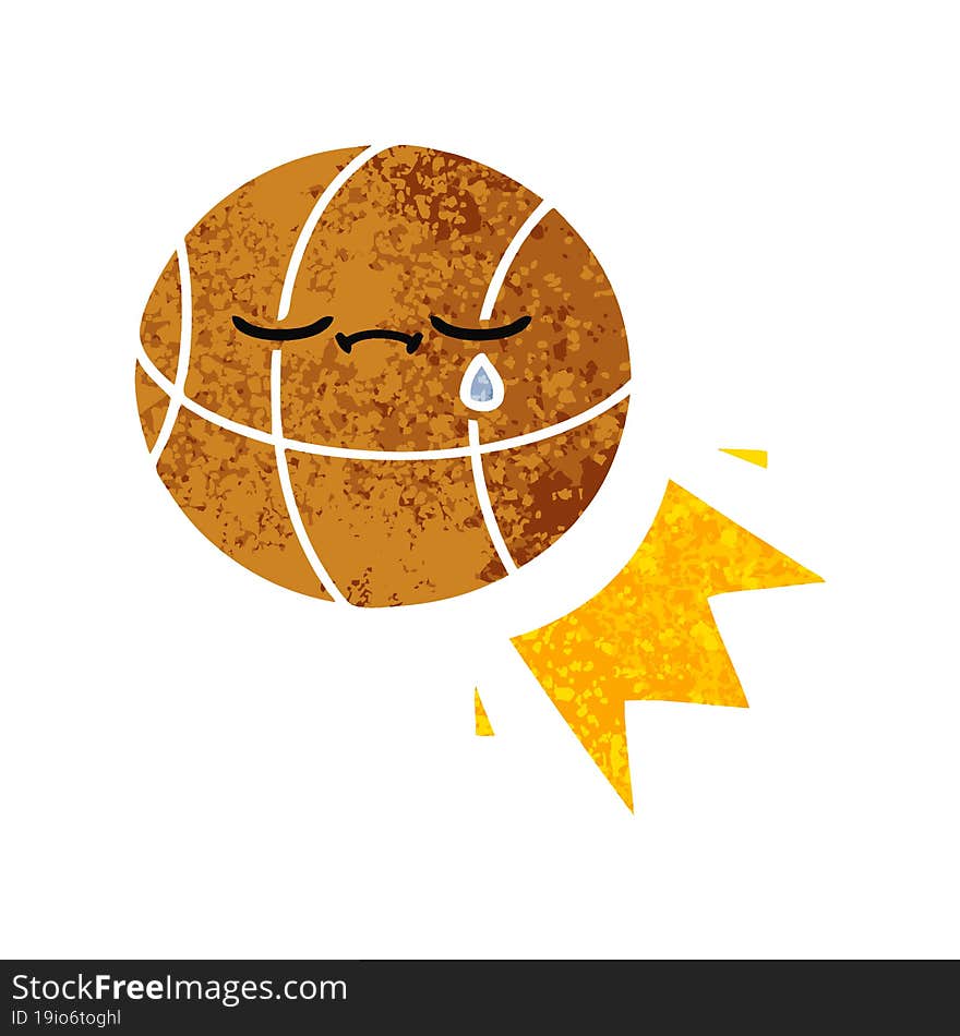 retro illustration style cartoon of a basketball