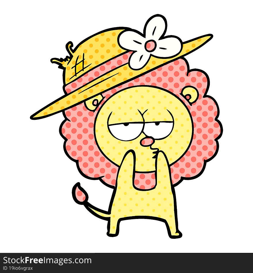 cartoon lion wearing hat. cartoon lion wearing hat