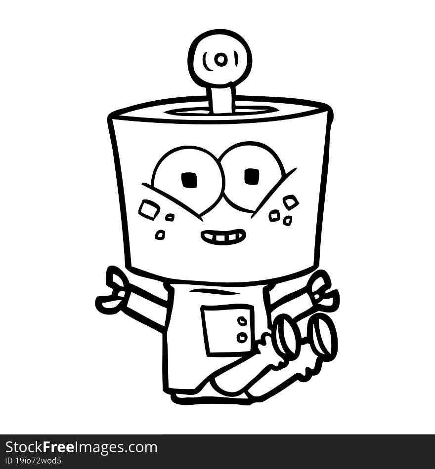 happy cartoon robot. happy cartoon robot