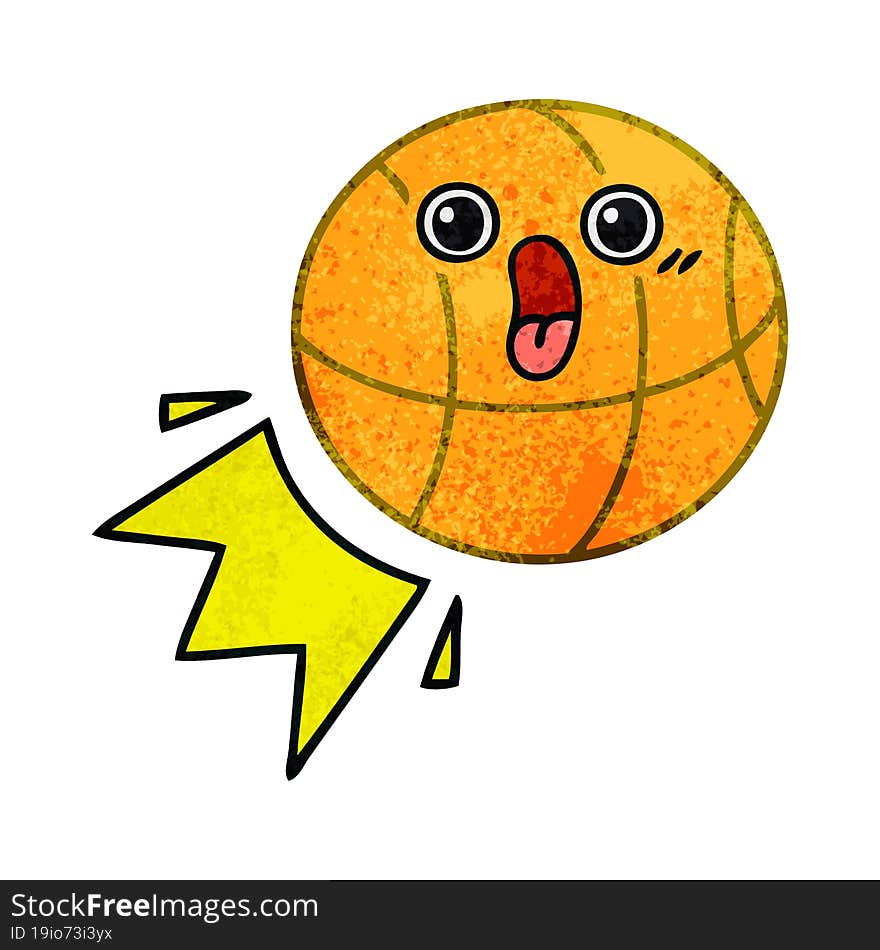 retro grunge texture cartoon basketball