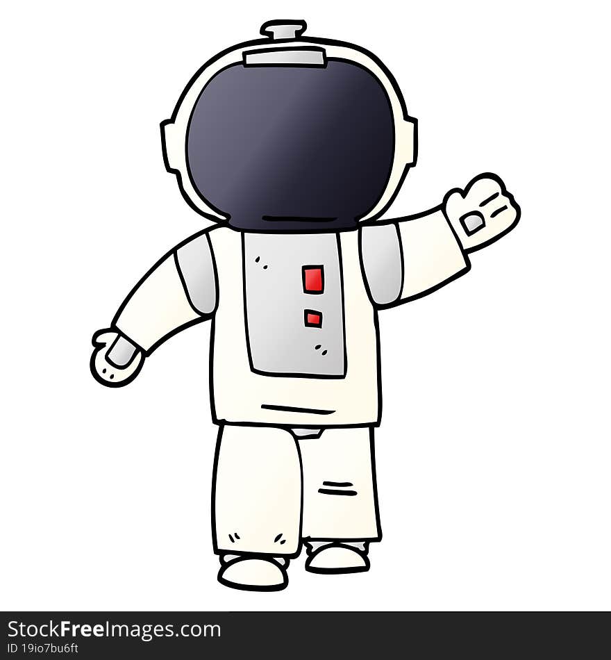 cartoon doodle walking astronaut