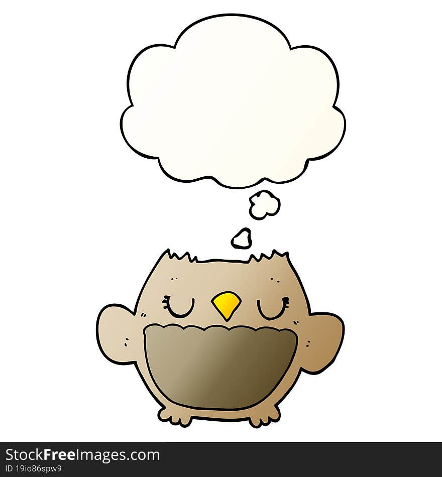 cartoon owl and thought bubble in smooth gradient style