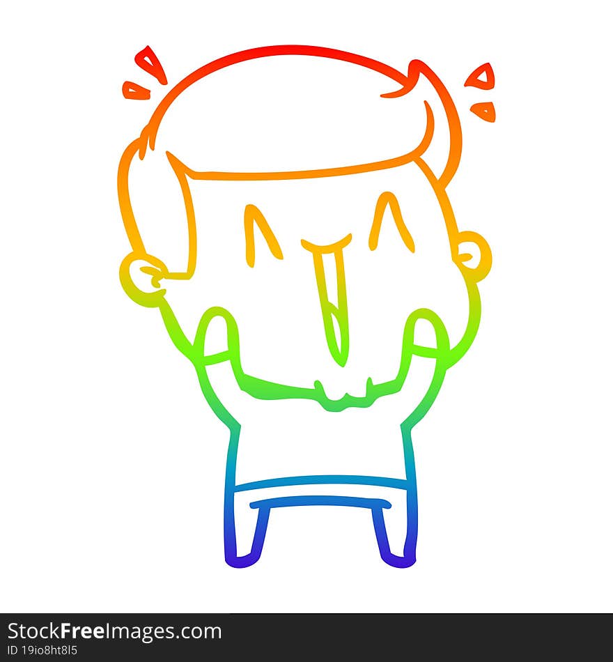 rainbow gradient line drawing cartoon excited man