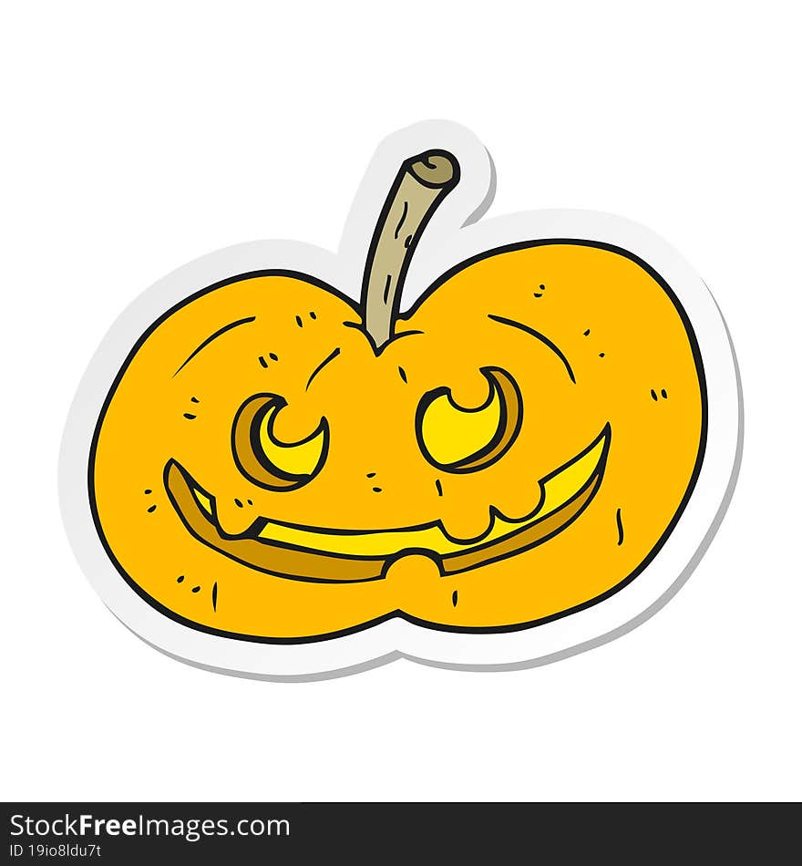 sticker of a cartoon halloween pumpkin