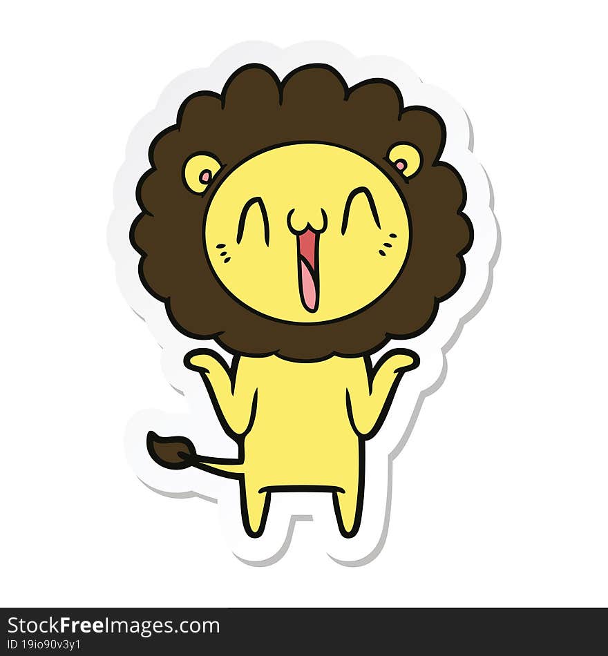 sticker of a happy cartoon lion