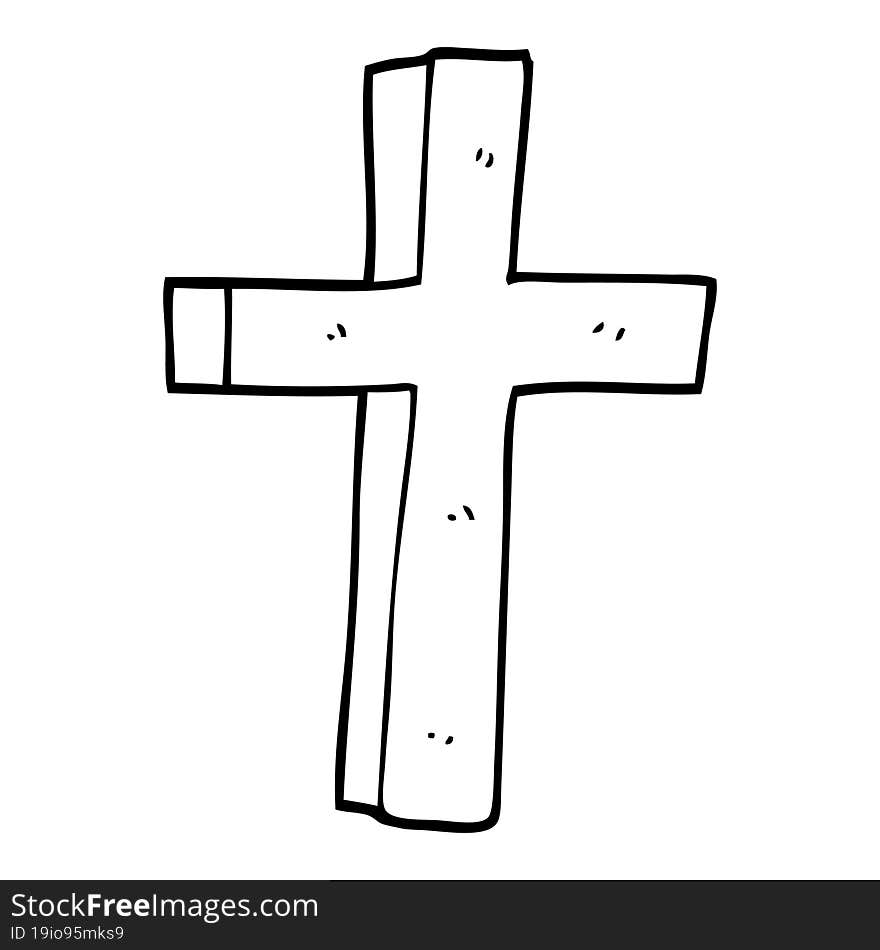 Line Drawing Cartoon Wooden Cross